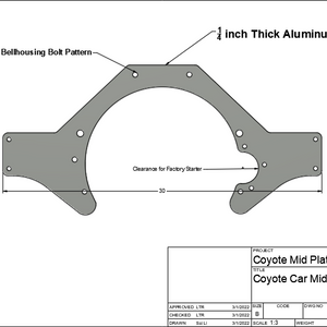 LTR Modular/Coyote Mid Plate (1/4 Inch Aluminum)