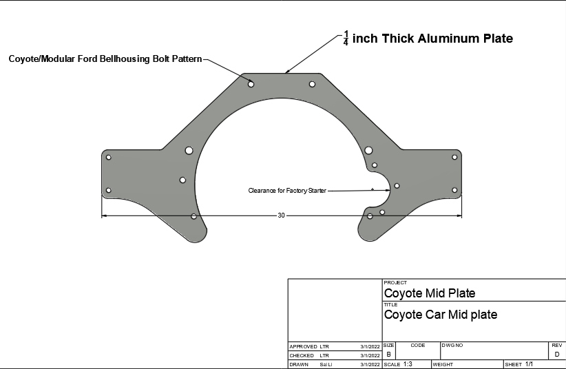 LTR Modular/Coyote Mid Plate (1/4 Inch Aluminum)