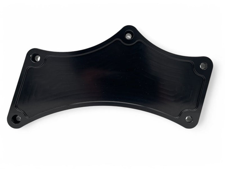 Billet Coyote front engine mounting plates with black anodized finish, designed for 2005-2025 models with alternator provision.